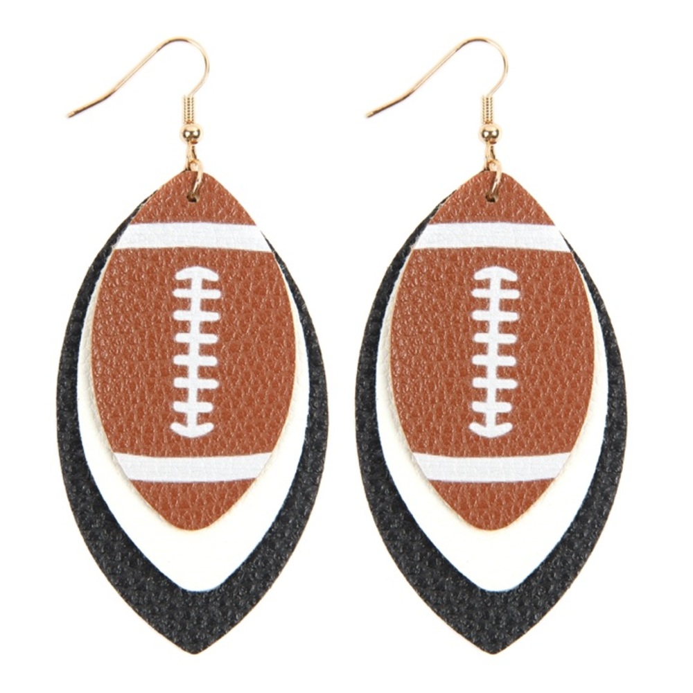 Layered Leather Football Earrings 🏈